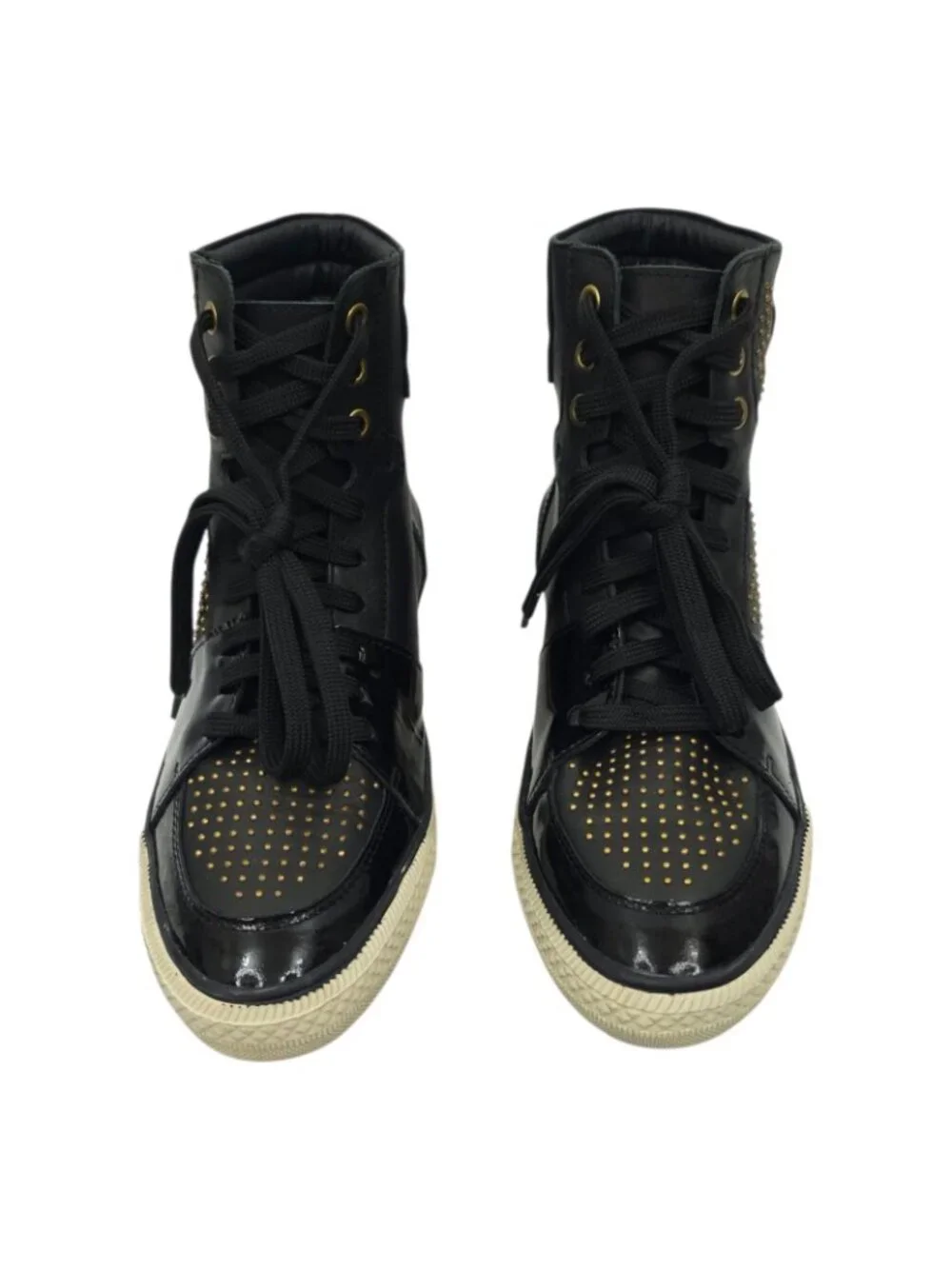 Steven by Steve Madden Dougiee High Top Sneaker 9 Studded Black Patent Punk Goth